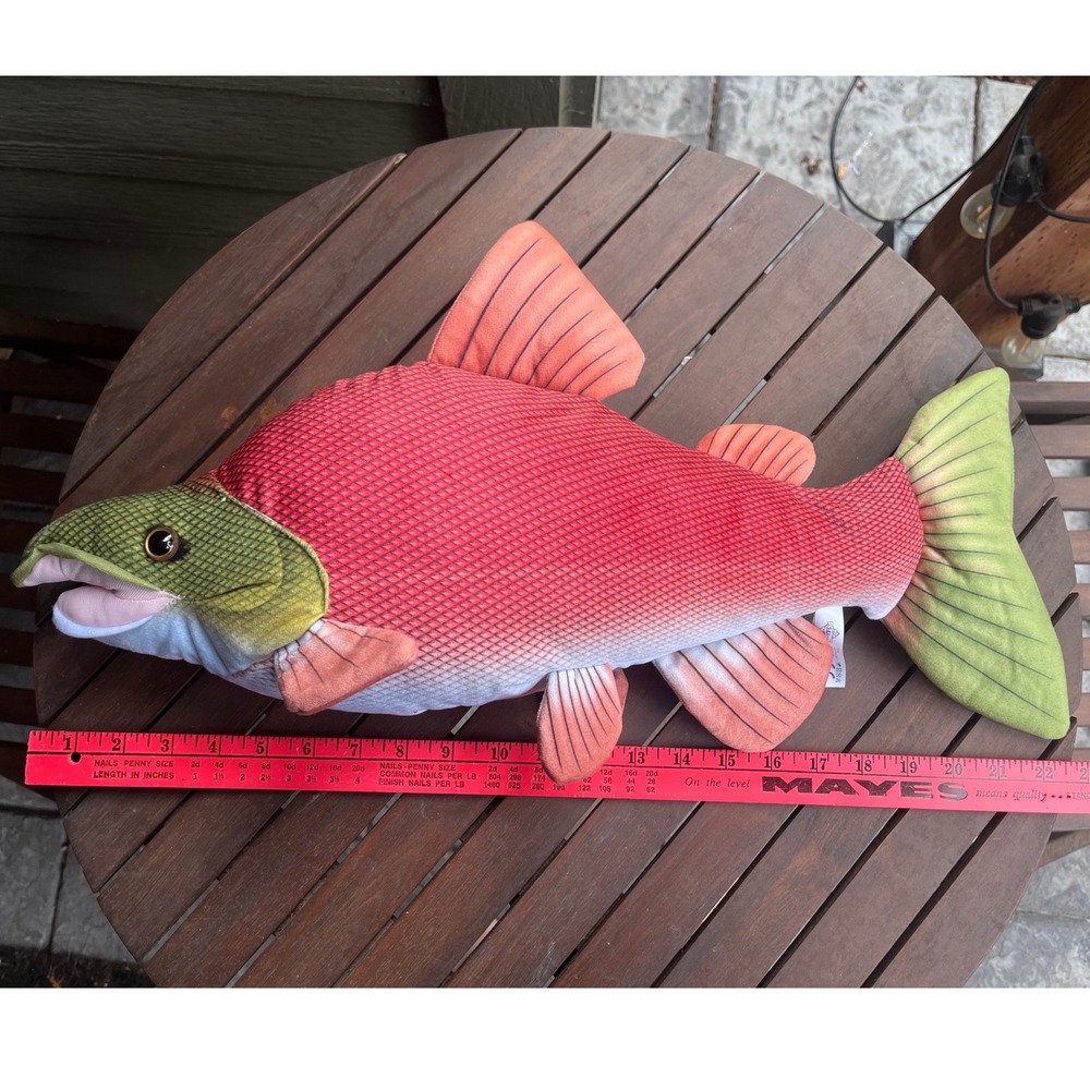 The Petting Zoo Sockeye Salmon Plush Toy Unisex 21" Red Spawning Fish Realistic